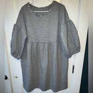 Simply Southern Gray Mini Dress rhinestone pearl accents size Medium NWOT